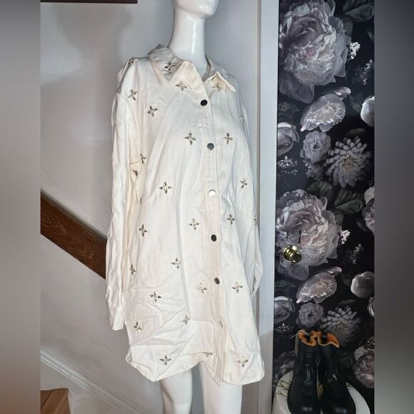 Anthropologie Rdalamal Denim Embellished
Shirt Dress/ size S - Picture 8 of 10